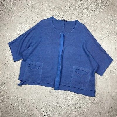 Grizas Leinen Damen Relaxed Boxy Oversized Blau Cardigan Pullover Größe M Kla... - Bild 1 von 4