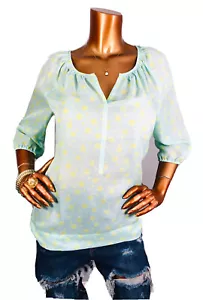 Ann Taylor Loft S Top NWT$59 Polka Dots Lite Wgt Sheer Blouse Low V Cut Shirt - Picture 1 of 10