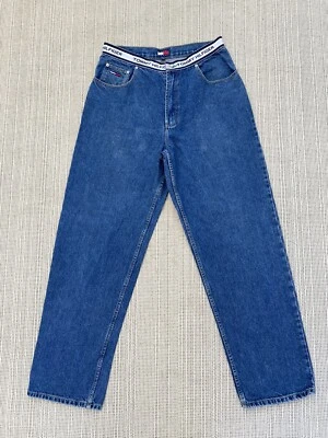 vintage 90s 00s TOMMY HILFIGER jeans denim 34X34 Y2K spell out baggy - Image 1 of 4