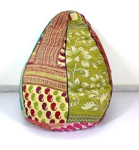 Handmade Quilted Cotton Floral Bohemian Decorative Bean Bag Hassock Pouf a - Picture 1 of 5