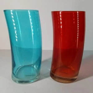 Set Of 2 Leonardo Swing Long Curved Tumbler Glasses 12 oz MCM Barware Vintage - Picture 1 of 6