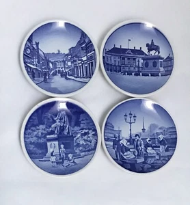 Set of 4 Vintage Mini Decorative Plates Blue White Dutch 3 Denmark, 1 Holland - Picture 1 of 2