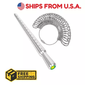 Metal Ring Sizer Measuring Tool for Women & Men Jewelry Ring Mandrel Sizing Kit - Picture 1 of 8