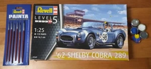 REVELL "1962 SHELBY COBRA 289" PLASTIK MODELL KIT + PINSELSET + FARBEN + KLEBER - Imagen 1 de 8