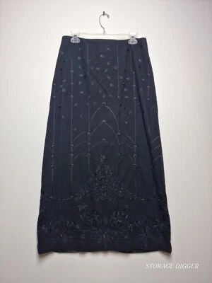 Talbots Pencil Skirt Women's 10 Petite Black Classic Lined Embroidered Back Zip - Image 1 of 4