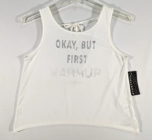 JESSICA SIMPSON THE WARM UP White Strap-Back Asymmetrical Workout Tank Top NWT M - Picture 1 of 15