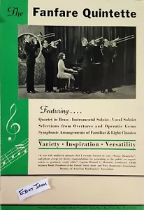 c 1940 PÓSTER original de BANDA DE QUINTETO DE FANFARRIA TROMBÓN TROMPETA PIANO MÚSICA - Imagen 1 de 2