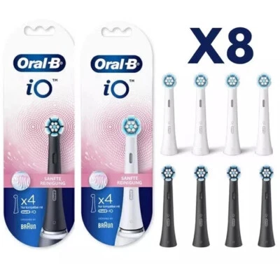 4/8 Stück Oral-B iO Schwarz Weiß Sanfte Reinigung Aufsteckbürsten günstig