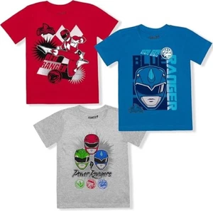Power Rangers Red Ranger, Blue Ranger and Green Ranger Boys 3 Pack T-Shirts - Picture 1 of 8