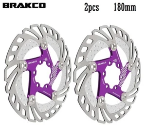2* BRAKCO MTB Mountain bike Brake Disc Floating Rotor 180mm Rotors bolts Purple - Picture 1 of 9