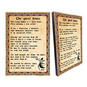 La Guest House Poesia di Rumi, vecchia texture di carta immagine tela su legno - Foto 1 di 6