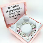 Womens Jewellery Pink Bracelet PERSONALISED BOX 18th 21st 40th BIRTHDAY Gifts