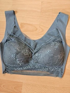 NEU Soft BH ohne Bügel GR XL Petrol Spitze leicht elastisch Nylon - Bild 1 von 1