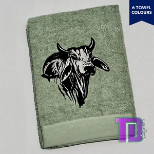 Brahman Bull cattle cow Embroidered Bath Sheet Towel - Picture 1 of 3