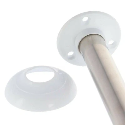 Barra de cortina de ducha de esquina montada en la pared 35,4 - 35,4 pulgadas blanca, plateada, cromada Foto 1 de 3