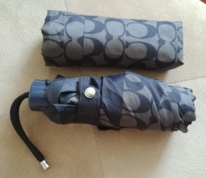 Designer LOGO Coach UV Protection Mini Signature Travel Umbrella Shade Graphite - Picture 1 of 21