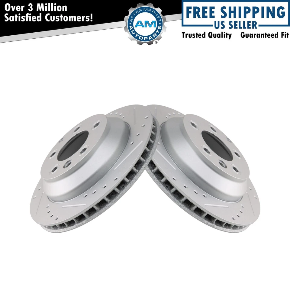 Par trasero de rotor de freno de rendimiento perforado ranurado recubierto para Audi VW Foto 1 de 4