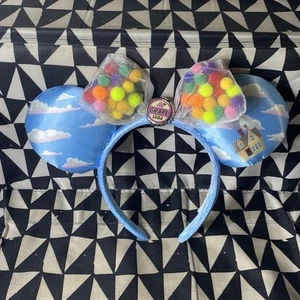 Disney Parks Exclusive Minnie Ears Pixar Up Grape Soda Cap Balloon Bow Headband - Picture 1 of 7