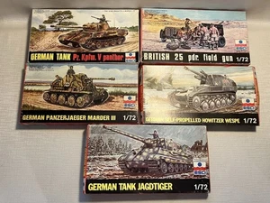 4 carri armati ESCI tedeschi WW2 + 1 pistola UK 25 pdr - kit modellino plastica 1:72 - nuovo - Foto 1 di 6