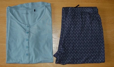 Schiesser Damen Pyjama Schlafanzug Größe 40(L),Farbe: Dunkelblau/Mint - Bild 1 von 4