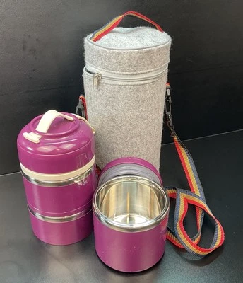 Sistema de almacenamiento de alimentos de viaje con estuche de transporte de alimentos húmedos y secos varios compartimentos Foto 1 de 4