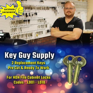 L001 - L010. Pair of replacement keys for HON file cabinet locks. Cut to code. - Picture 1 of 5