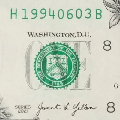 Birthday Anniversary Note June 3, 1994 Serial Number US Dollar Series 2021 H B - Image 1 of 4