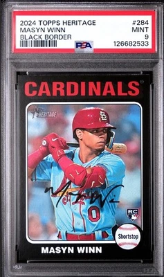 2024 Topps Heritage Mini Rookies Black Border /50 Masyn Winn #284 RC PSA 9 E2 - Image 1 of 2
