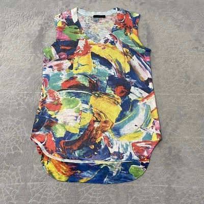 Blusa túnica tejida Nally Millie para mujer S artística abstracta maximalista colorida Foto 1 de 3