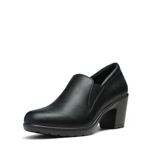 Women Round Toe Pumps Low Chunky Block Heels Loafers Work Shoes Dress Shoes - Picture 1 of 10