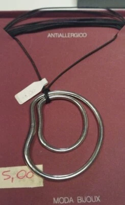 collana - fantasia astratta - argento - anallergico - bigiotteria - moda bijoux - Immagine 1 di 2