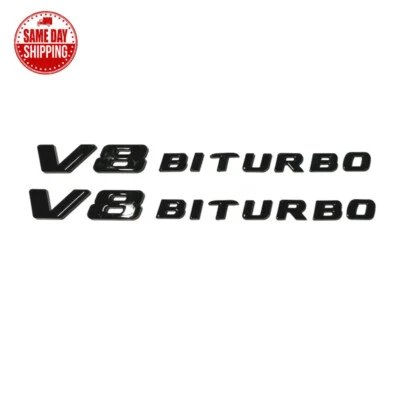 2X Insignia de calcomanía lateral negra V8 biturbo AMG para Mercedes-Benz GLS350 GLS63 AMG Foto 1 de 4