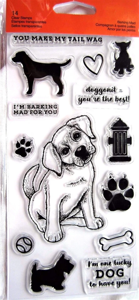 Fiskars Barking Mad Dogs Set of 14 Clear Photopolymer STAMPS