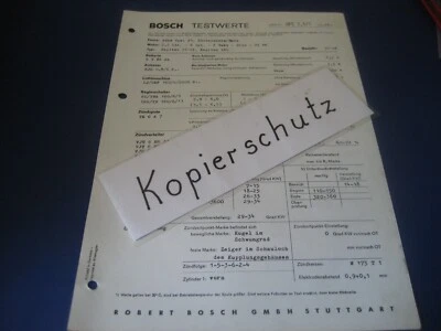 Opel Kapitän 57-LV, LVL 75 PS Bj. 1957-58  orig. Bosch Testwerte-Blatt - Bild 1 von 2