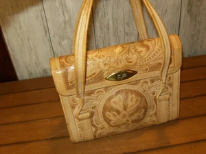 Handgefertigte mexikanische Lederhandtasche Tasche Handtasche aztekische Sonne 10,5" Lx9" H - Bild 1 von 13