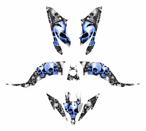 RAPTOR 250 GRAPHICS ATV DECAL KIT #9800 BLUE BONEYARD SKULLS - Picture 1 of 2