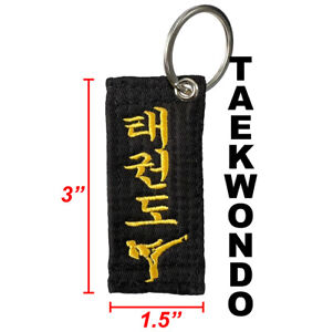 Martial Arts Black Belt Key Chain Karate Taekwondo belt pocket Keychains w/ Ring