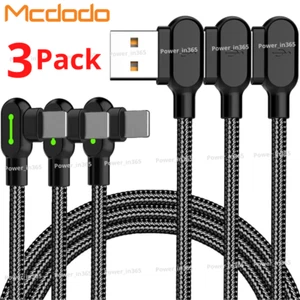 3 Pack Mcdodo 90 Degree Elbow USB Cable Fast Charger Cord For iPhone 14 13 12 11 - Picture 1 of 10