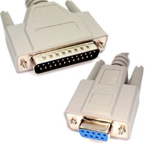 2 metre Serial RS232 Modem Cable - DB9F to DB25M 2m [000992] - Afbeelding 1 van 12