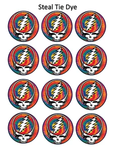 12 Papel comestible Grateful Dead SYF Steal Your Face, adornos para galletas para cupcakes - Imagen 1 de 5