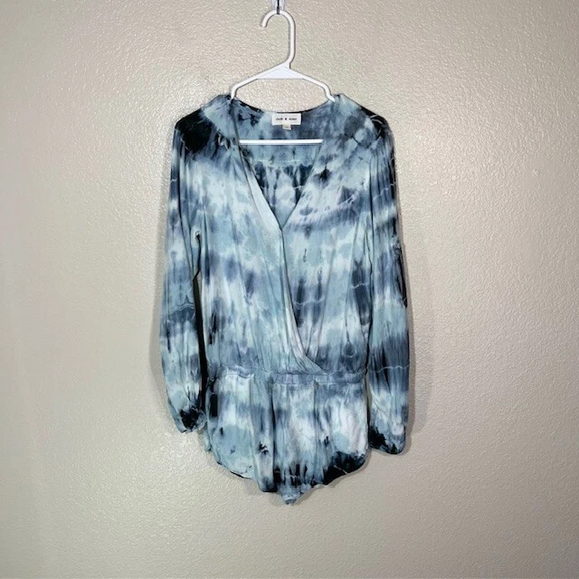 Cloth and Stone Romper Womens Medium Tie Dye Long Sleeve Shorts 2" Inseam - Image 1 of 4