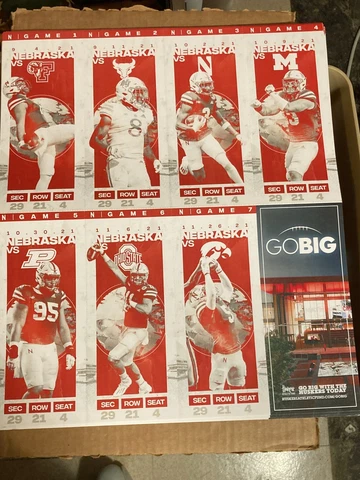 2021 Nebraska Cornhuskers Football FULL SEASON UNSEPARATED Tickets Cover