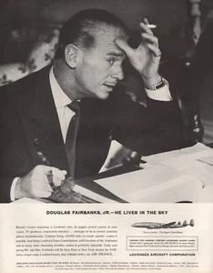 1957 Vintage Lockheed Airline Manufacture Douglas Fairbanks JR Luftfahrt Druckanzeige - Bild 1 von 1