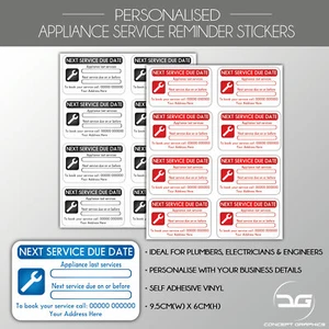 Custom Personalised Gas Boiler Plumber Appliance Service Reminder Sticker Labels - Picture 1 of 7