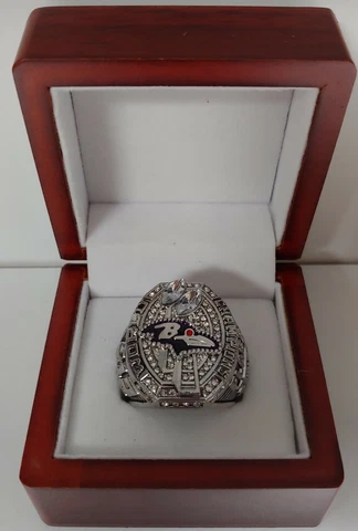Joe Flacco - 2012 Baltimore Ravens Super Bowl Ring With Wooden Display Box Cover