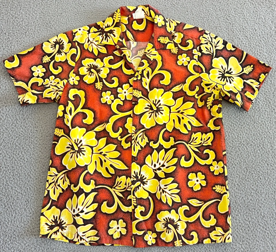 Camisa hawaiana vintage azul líquido para hombre grande azul estampado por todas partes Foto 1 de 4