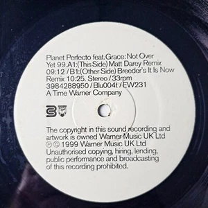 Planet Perfecto feat. Grace - Not Over Yet 99 (1999, Code Blue, Perfecto, 12") - Bild 1 von 6