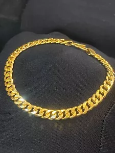 Stunning Men's Dubai 6 MM Link Chain Tennis Bracelet In Stamped 22K Yellow Gold - Picture 1 of 12