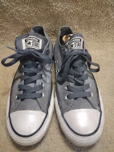 Women’s 7 Converse All Star Low Ox Sparkle Wash 545025F Grey White Sneakers GUC - Picture 1 of 8