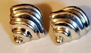 LARGE STERLING SILVER TAXCO MEXICO SHELL/ CLAM DESIGN CLIP ON EARRINGS 25grams - Picture 1 of 9